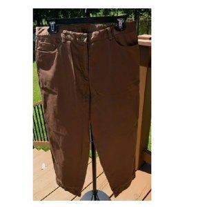 Ruby Rd Women's Capri Pants Brown Embroidered Cuff Size 12